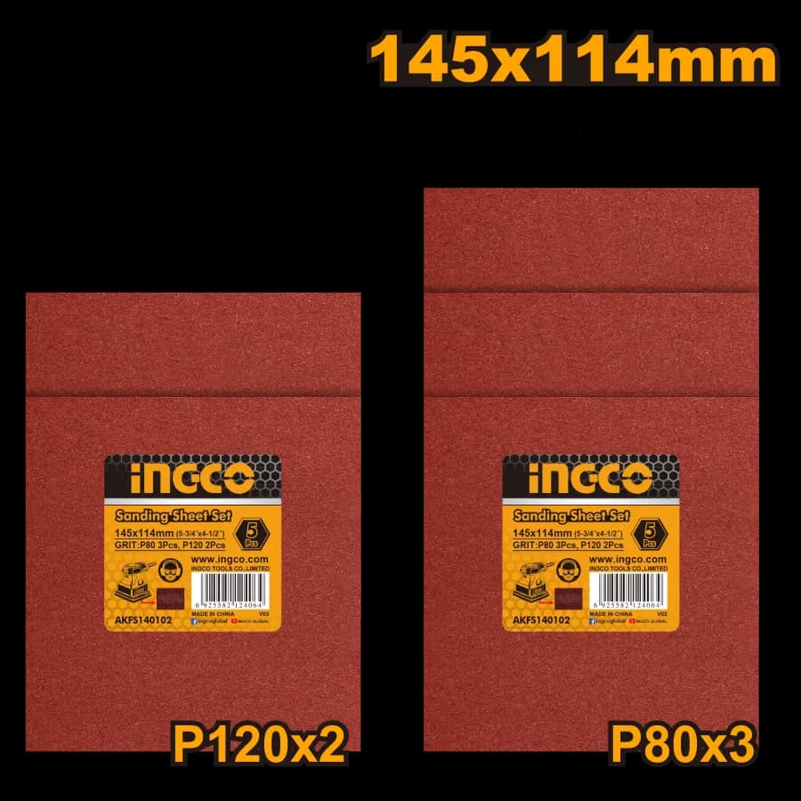 Set Lijas G80 G120 145X114MM 5PCS INGCO