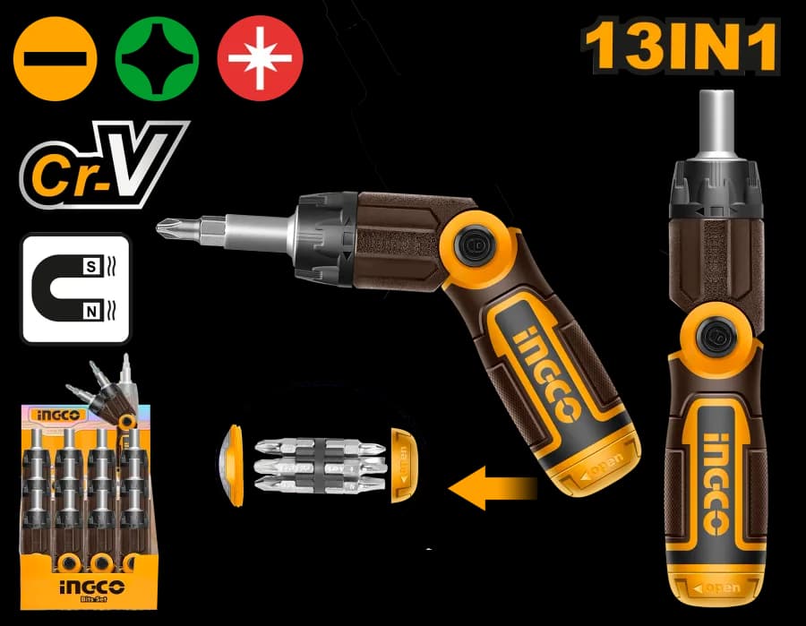 Set Destornillador 13 Pcs Tipo Rachet INGCO