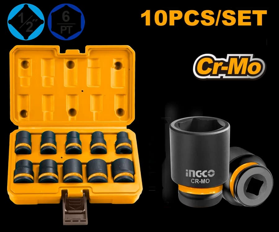 Juego DE Dado DE Impacto 1/2" - 10-12-13-14-15-17-19-21-22-24 (10 Pcs)