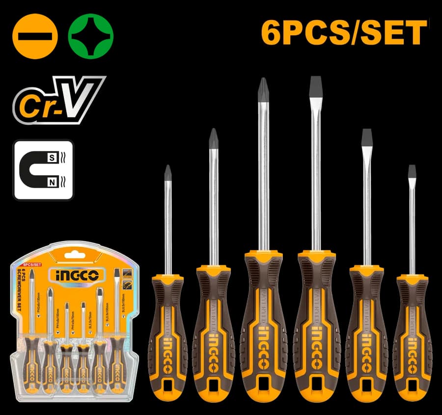 Set Destornilladore S 6 Pcs Industrial INGCO