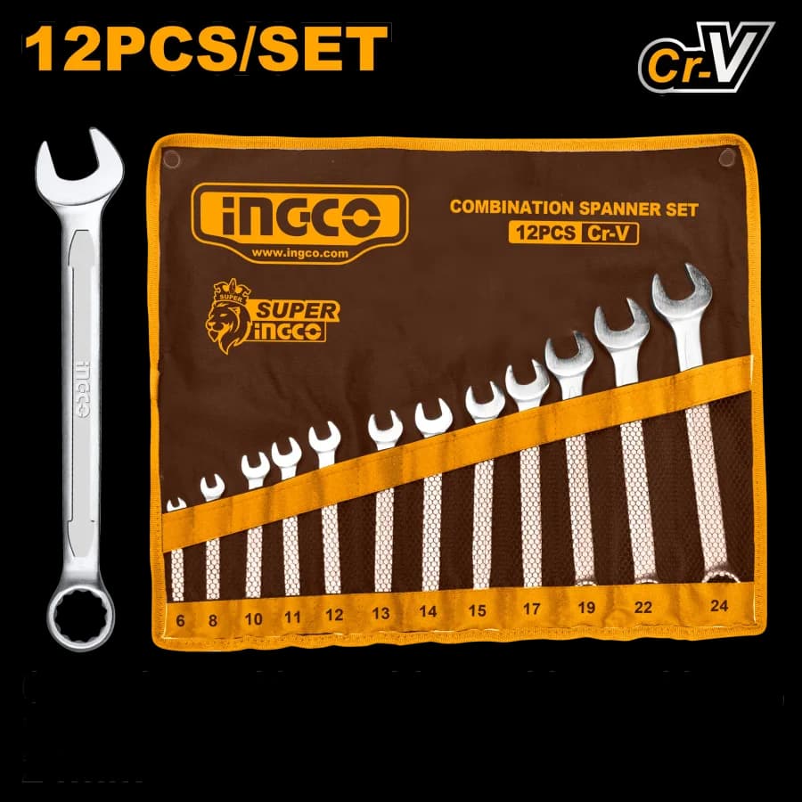 Set Llaves Boca- Corona 12PCS 6- 24MM Industrial INGCO