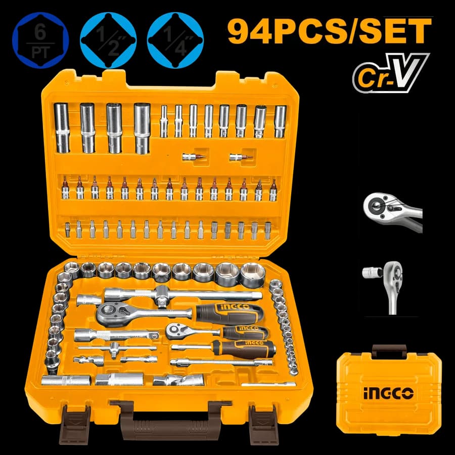 Juego DE Dados 94PCS 1/4" A 1/2" INGCO