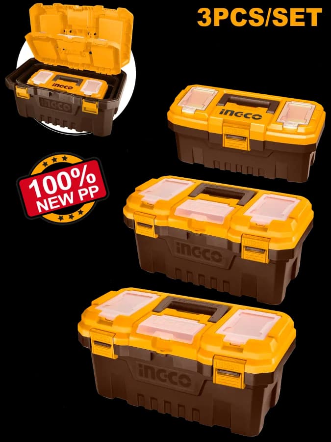 Juego DE 3 Cajas DE Herramientas DE Plastico 14"-17"-20" INGCO