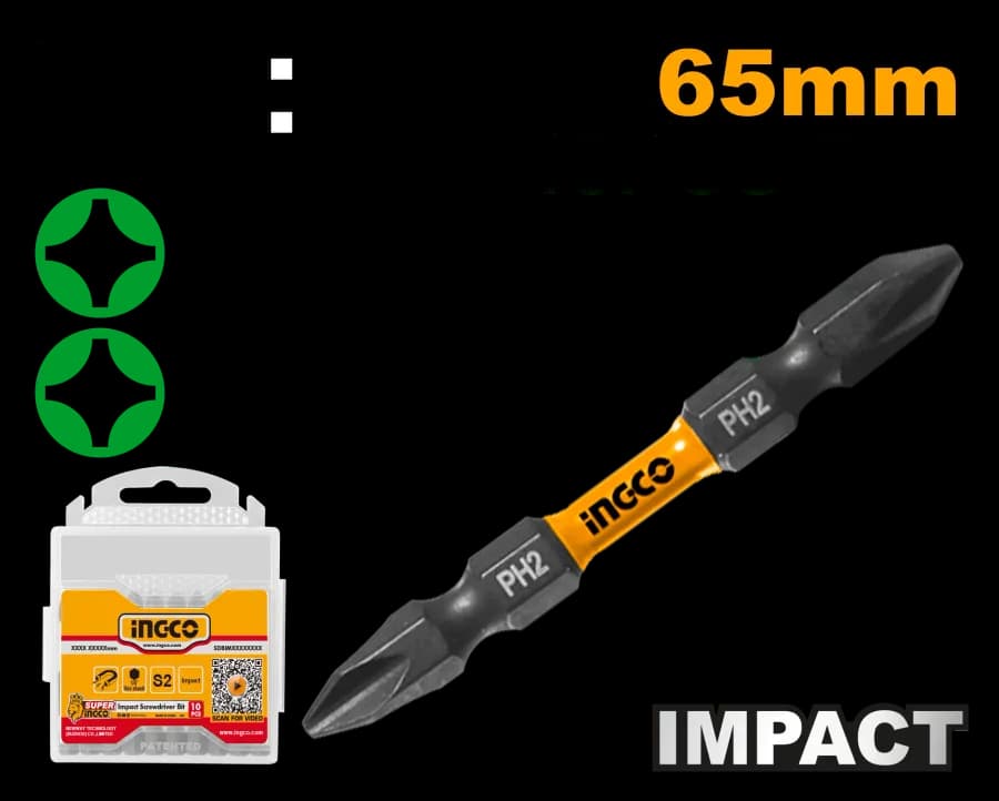 Set DE 10 Puntas DE Destornillador DE Impacto 65MM INGCO