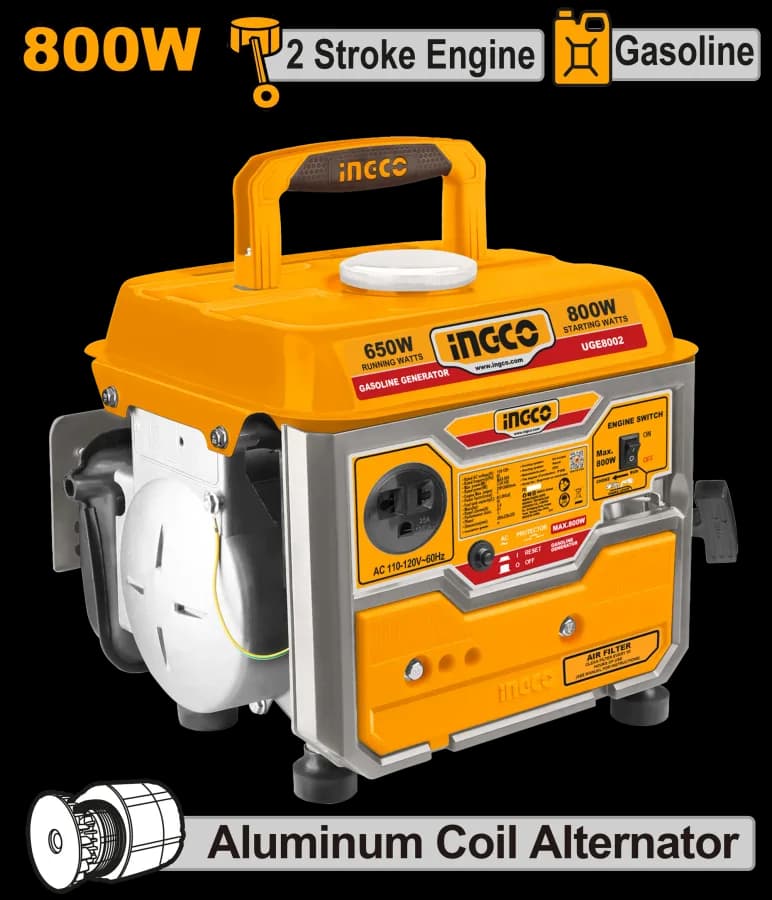 Generador Electrico A Gasolina 110V 8.3A 0.8KVA 12V INGCO