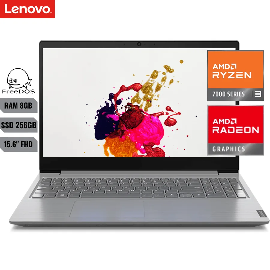 Laptop LENOVO V15 AMD RYZEN 3 7320U (7TH) RAM 8GB SSD 256GB 15.6" FHD RJ45 Freedos Español Artick Grey- 82YU00X4LM 2