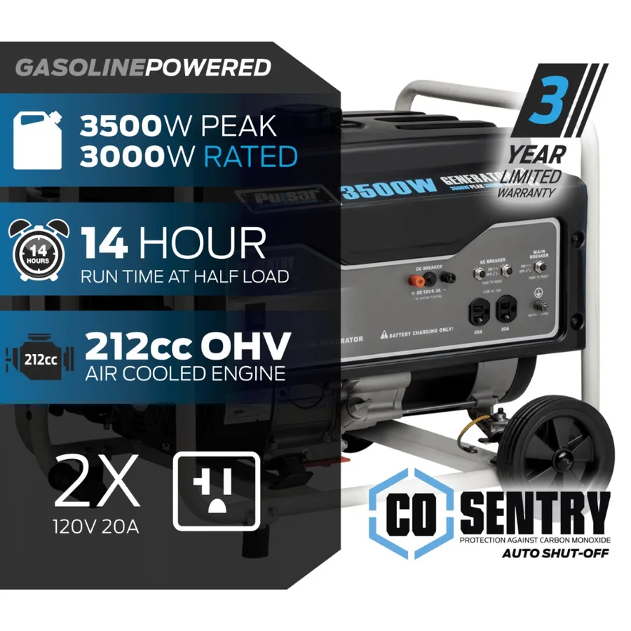Generador Electrico A Gasolina Americano PULSAR 3,500 (3.5KW) Peak Watt Carb Approved Portable Generator – PG3500MRCO 2
