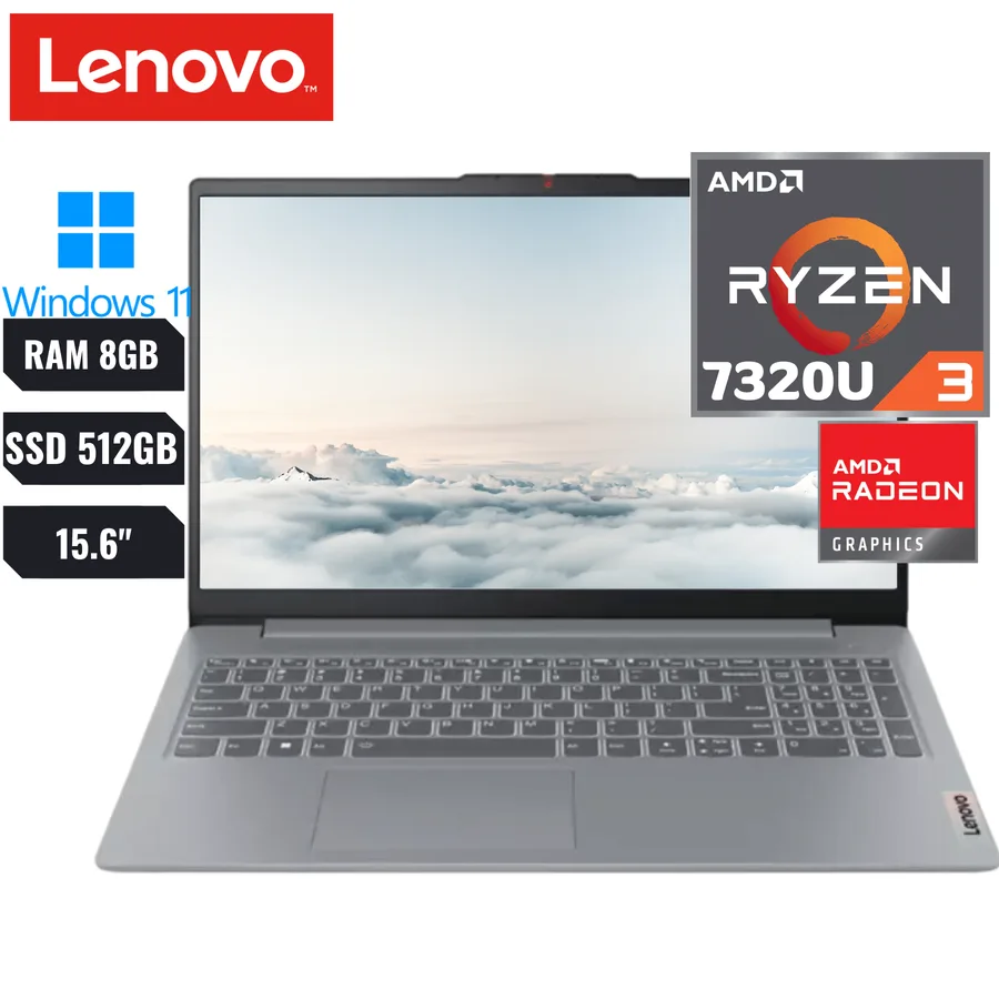 Laptop LENOVO Ideapad Slim 3 15AMN8 RYZEN 3 7320U RAM 8GB SSD512GB 15.6" FHD WIFI 6 Freedos Artic Grey Español – 82XQ00R6LM 2