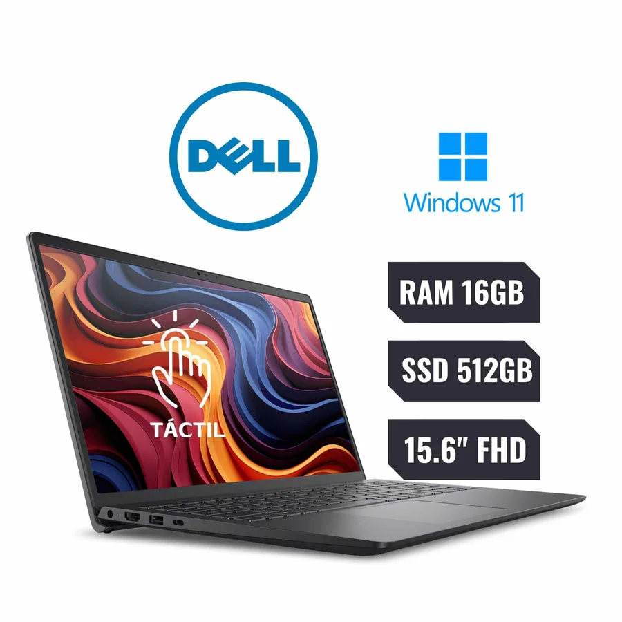 Laptop DELL DC15255 AMD RYZEN 7 7730U (7TH) (13VA EN Intel) RAM 16GB SSD 512 GB Pantalla 15.6" FHD (1920×1080) *touch* Windows 11 Home Ingle 2