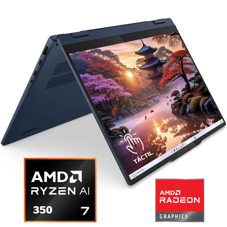 Laptop LENOVO 2 EN 1 360 Grados AMD RYZEN AI 7 350 (ia Integrada) RAM 16GB SSD 1TB 14" Wuzga (1920×1200) Touchscreen Windows 11 Home Ingles 