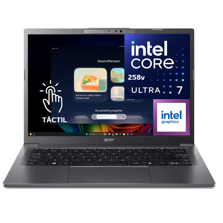Laptop ACER INTEL Core Ultra 7 258V RAM 32GB SSD 1TB 14" Wuxga (1920×1200) *touch* Windows 11 Home – A14-52MT-701K