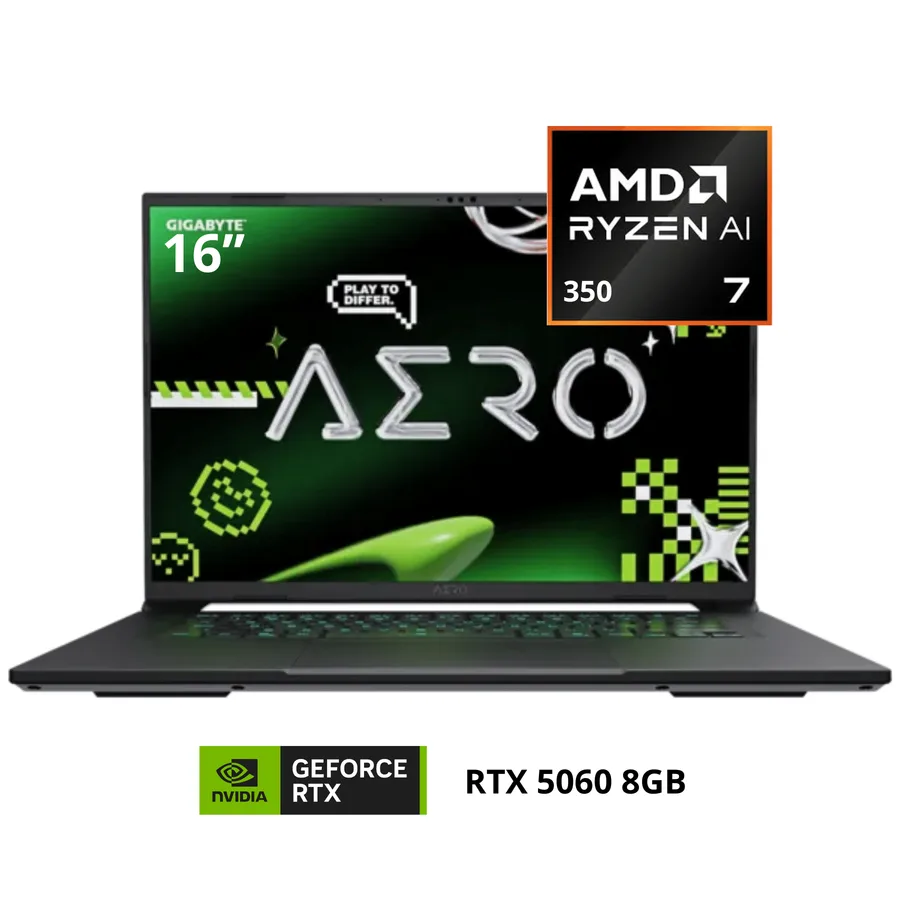 Laptop Gigabyte Aero X16 Copilot PC AMD RYZEN AL 7 350 RAM 32GB RAM 1TB SSD 16" (2560×1600) Wqxga 165HZ *nvidia Geforce Rtx 5060 8GB* Window