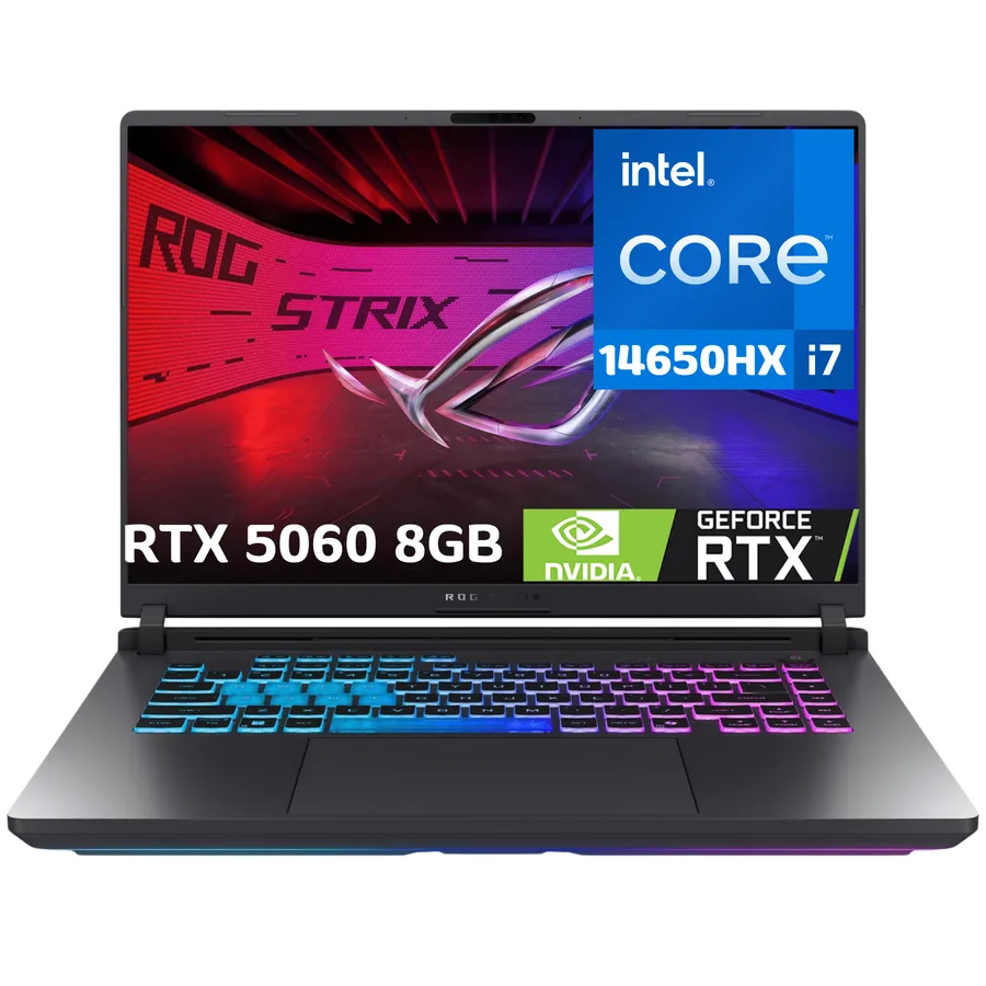 Laptop ASUS Rog Strix G16 INTEL Core I7-14650HX (14VA) RAM 16GB DDR5 SSD 1TB Nvme 16" (1920×1200) 3MS 165HZ WIN11 Nvidia® Rtx 5060 8192MB Ec