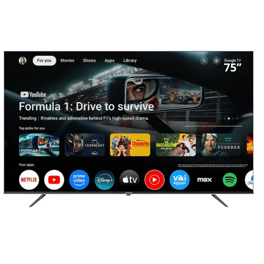 Televisor TV RCA 75" LED 4K (3840*2160) 60HZ Ultra HD HDR Smart Android 11 Google Play – LED75UHDRC