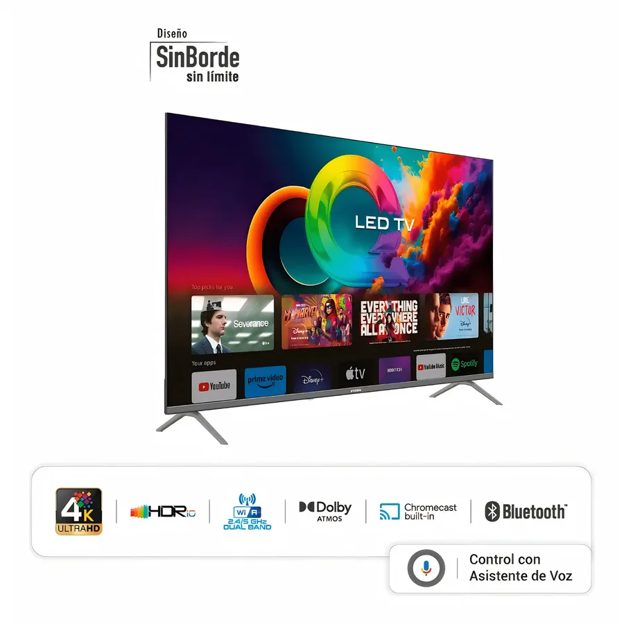 Televisor TV Hyundai 55" ELED5529QC QLED 4K UHD (3840×2160) HDR10 Android 16GB Rom 2GB RAM BL 5.0 WIFI 2XHDMI 2XUSB – LED5529QC CO 2