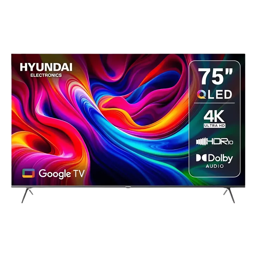 Televisor TV Hyundai 75" ELED7505G QLED 4K UHD (3840×2160) Sin Bordes HDR10 Android 16GB Rom 2GB RAM BL 5.0 WIFI 2XHDMI 2XUSB – LED7505G