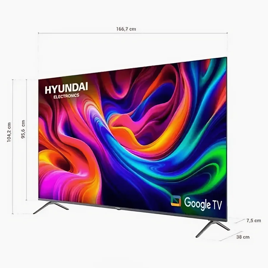 Televisor TV Hyundai 75" ELED7505G QLED 4K UHD (3840×2160) Sin Bordes HDR10 Android 16GB Rom 2GB RAM BL 5.0 WIFI 2XHDMI 2XUSB – LED7505G 2