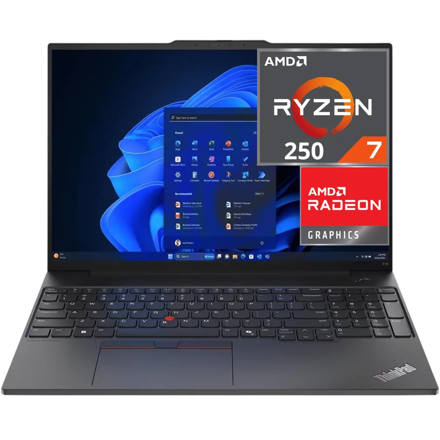 Laptop LENOVO Thinkpad E16 Gen 3 RYZEN 7 250 RAM 32GB SSD 1TB 16" Wuxga (1290×1200) IPS IR Webcam Brb Usb-a (usb 10 Gbps) Usb-a (usb 5 Gbps)