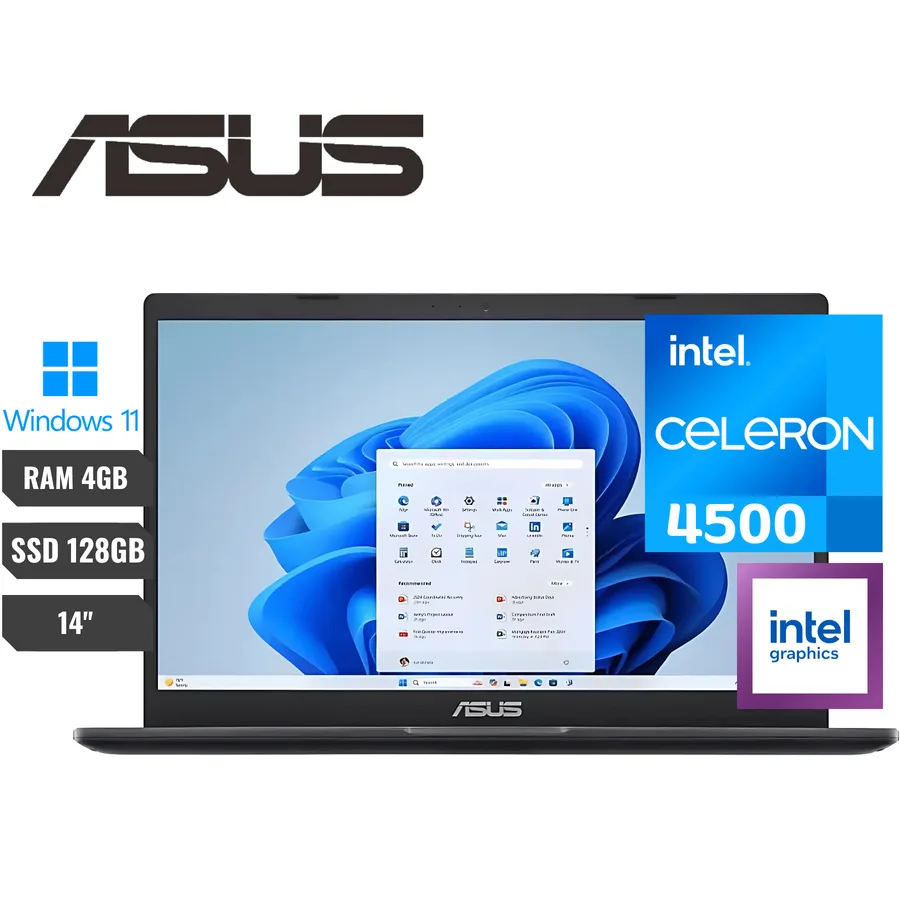 Laptop ASUS Vivobook GO 14 E410KA-CL4128 INTEL Celeron® N4500 RAM 4GB SSD 128GB Emmc 14" (1920×1080) Windows 11 Home Star Black – E410KA-CL4 2