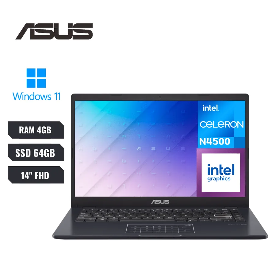 Laptop ASUS E410KA-CL464 Celeron® N4500 RAM 4GB SSD 64GB Emmc 14" (1920×1080) Windows 11 Home Star Black – E410KA-CL464 2