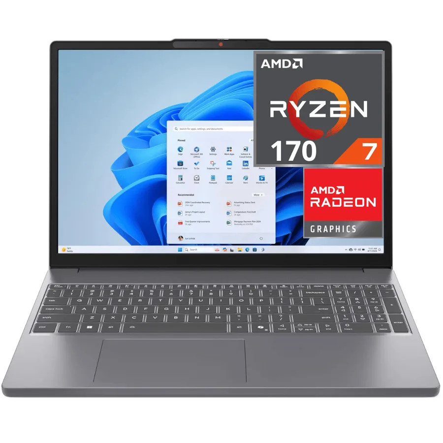 Laptop LENOVO Ideapad Slim 3 AMD RYZEN 7 170 (2025) (amd RYZEN 100 Series) RAM 16GB DDR5 (4800 Mhzt) 512GB SSD 15.3" 60HZ IPS 2K Touchscreen