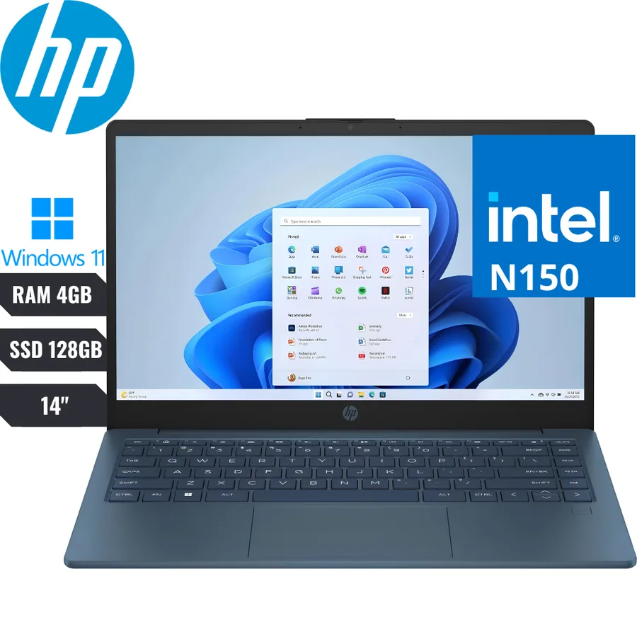 Laptop HP 14-EP2012WM INTEL N150 RAM 4GB RAM SSD 128GB SSD 14" HD Windows 11 Home Blue – B5WX5UA#ABA 2