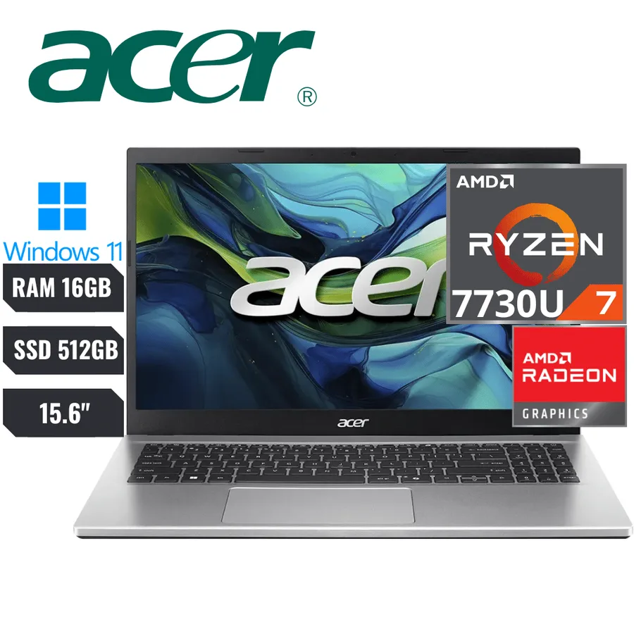 Laptop ACER Aspire 15.6" AMD RYZEN 7 7730U RAM 16GB RAM SSD 512GB Windows 11 Home – AG15-42P-R917 2