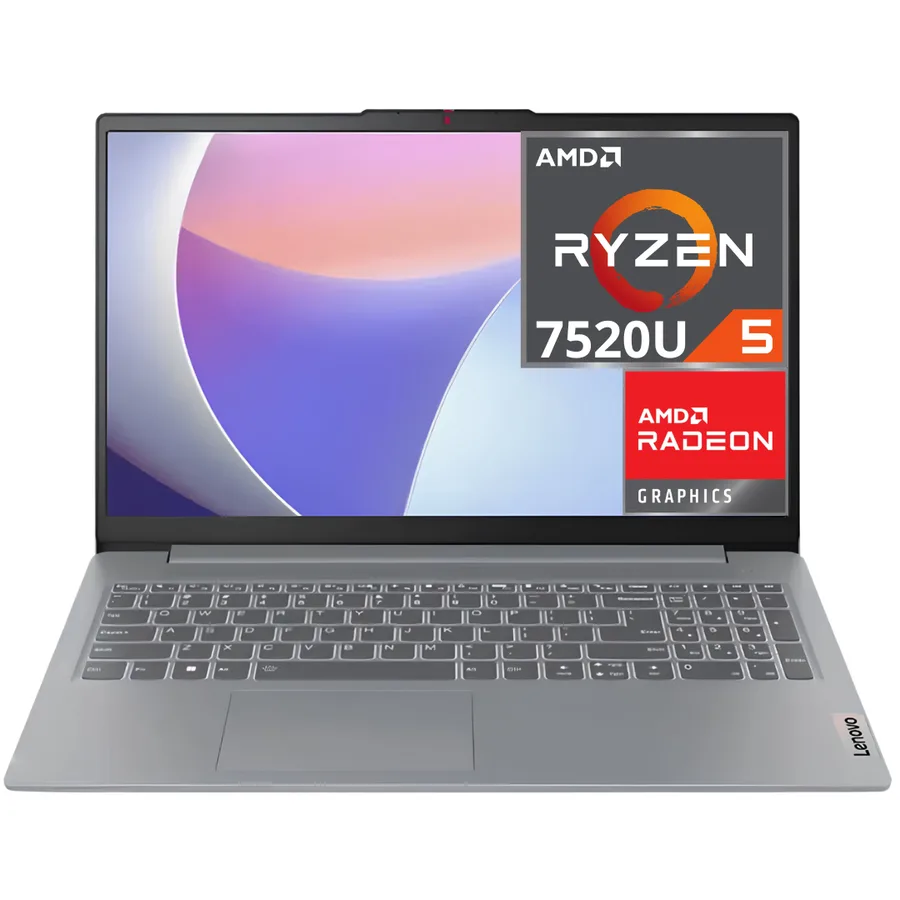 Laptop LENOVO Ideapad Slim 3, RYZEN 5 7520U RAM 16GB SSD 512GB 15.6" FHD(1920×1080), Eng Kb, NO Os, Arctic Grey – 82XQ00JYRM