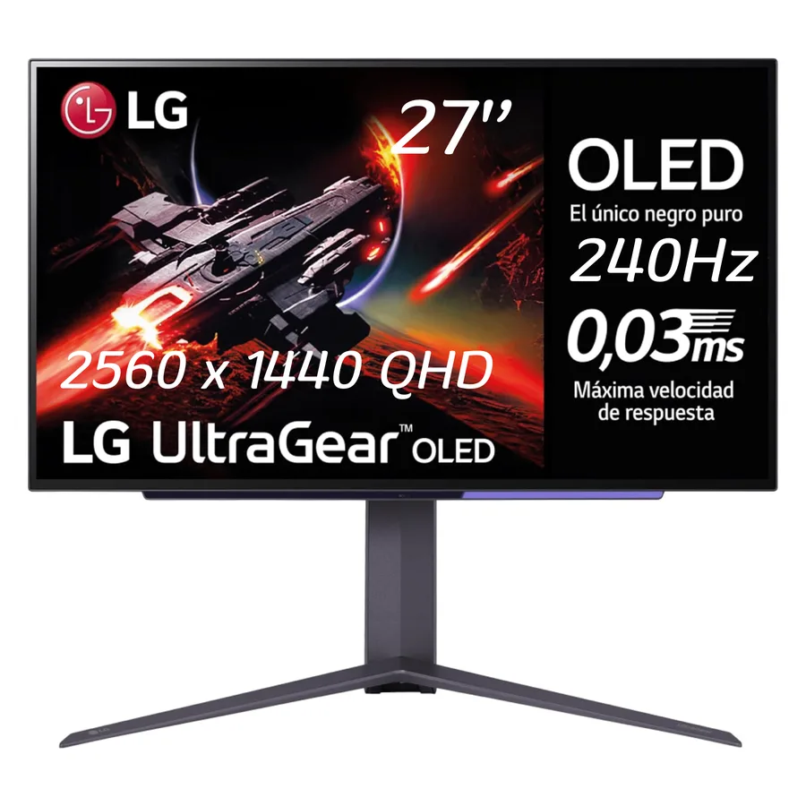 Monitor LG Gaming OLED Ultragear 27INCH 240HZ 2560Ă1440 0.03MS HDMI 2.1 (PS5) DP 3USB-A Black â Monitores â 27GR95QE-B