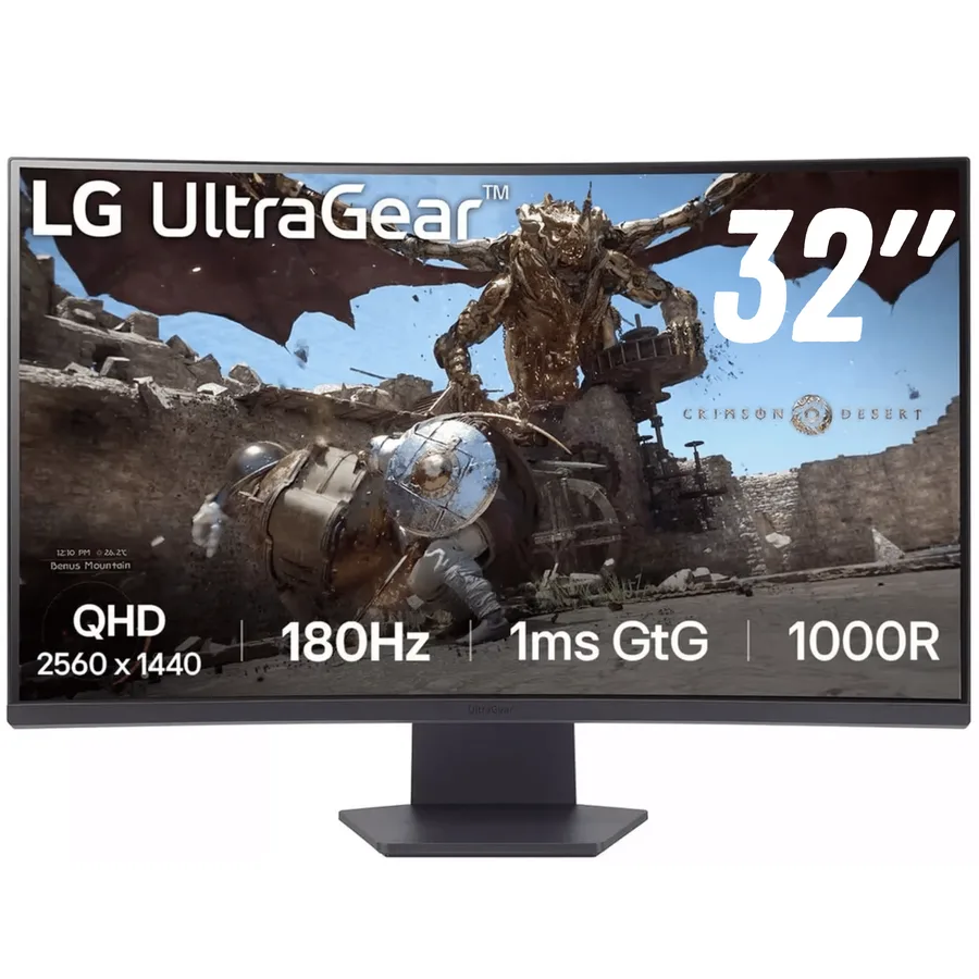 Monitor LG 32NC Ultragear Gaming Curvo Qhd 2560Ă1440 IPS 1MS 180HZ Freesync Black â Monitores â 32GS60QC-B