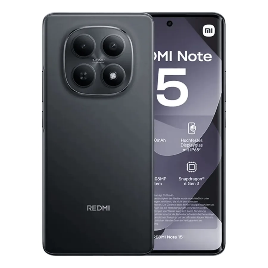 Celular Xiaomi//redmi Note 15 8GB RAM/256 ALM/6.77 PUL/108MP TRASERA/20MP Front/black â 6932554476076 â BLK0DRA23L