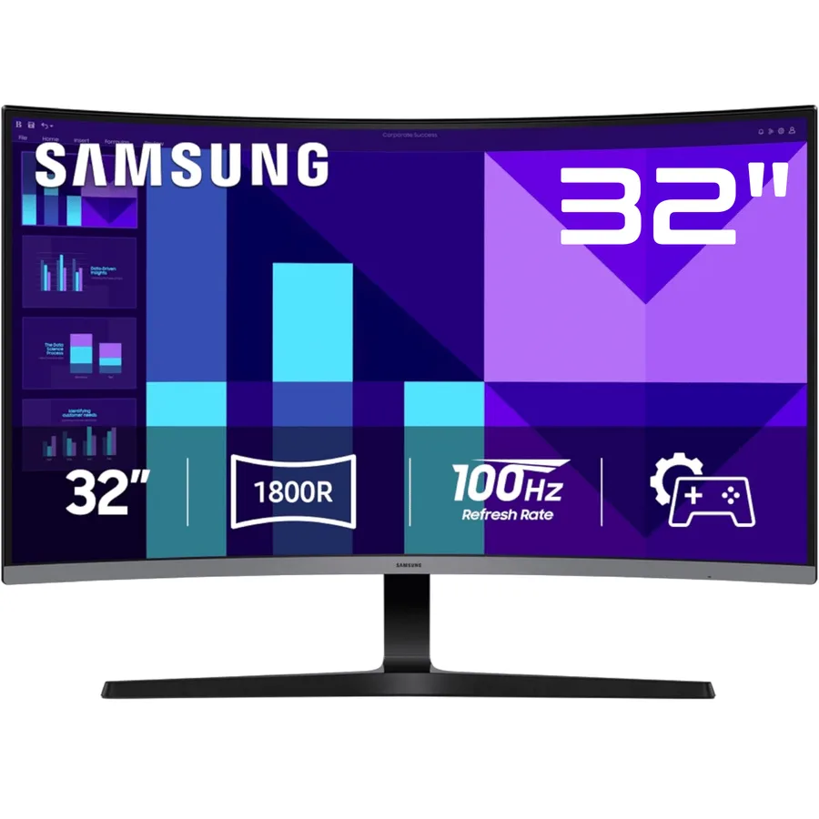 Monitor SAMSUNG Essential 32INCH Curved Full HD 100HZ Refresh 4MS D-sub HDMI Grafito â Monitores â LS32D396GAN